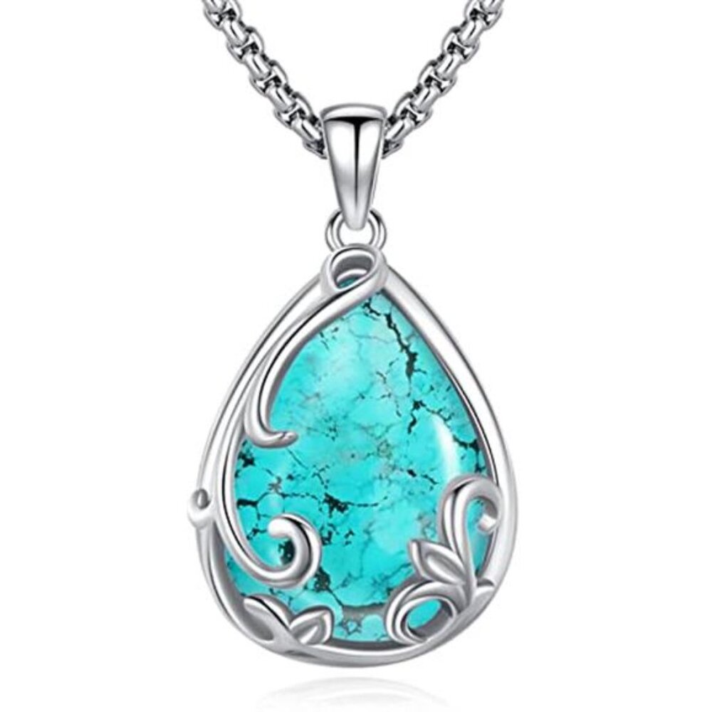 925 Sterling Silver Turquoise Urn Pendant Necklace Memorial Ashes Unisex Thor